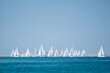 Water sports, Sailing yacht group regatta race on sea near Vodice in Croatia, Adriatic sea
