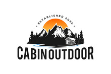 Mountain Cabins Chalet Logo Vector Lodge House Illustration Design Outdoor Roof House Residence Adventure 