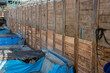 Civil engineering site, wooden wall for earth retaining