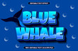 Blue whale editable text effect 3d emboss style