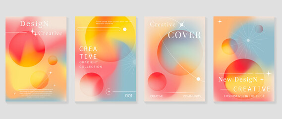 fluid gradient background vector. cute and minimal style posters with circle shapes, vibrant color, 