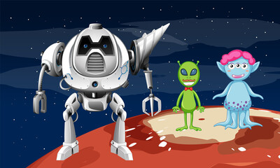 Wall Mural - an alien in the space scene