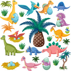 Naklejka na meble Cute dinosaur seamless pattern