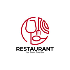 Wall Mural - Restaurant logo with line design vector, simple icons