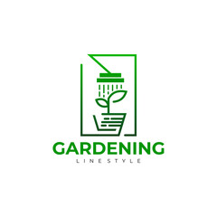 Wall Mural - Gardening logo design vintage, tree logo and green color