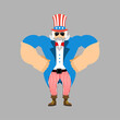 Uncle Sam Strong Cool serious. Uncle Sam smoking cigar emoji. man strict
