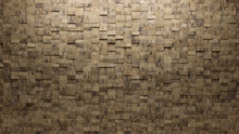 Rectangular, 3D Wall Background With Tiles. Natural Stone, Tile Wallpaper With Textured, Polished Blocks. 3D Render