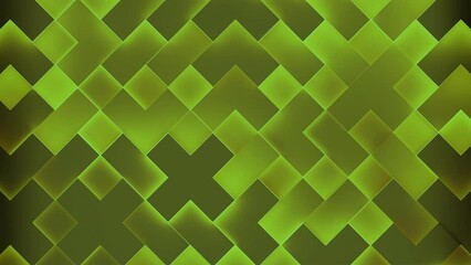 Poster - Abstract green square motion graphics. Design. Colorful cross shapes blinking background, neon glowing mosaic pattern.