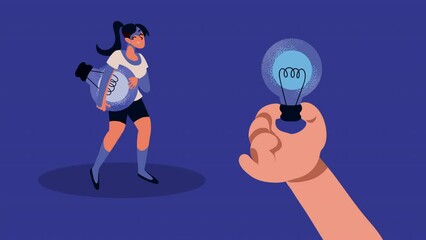 Sticker - woman with bulbs lights animation