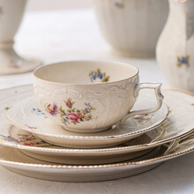 Antique Handmade French Porcelain With Three-dimensional Relief And Hand-painted Flowers
Vintage Tea Coffee Table Set Meissen