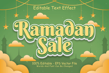 Poster - Ramadan Sale Editable Text Effect 3 Dimension Emboss Cartoon Style