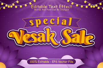 Wall Mural - Special Vesak Sale Editable Text Effect 3 Dimension Emboss Cartoon Style