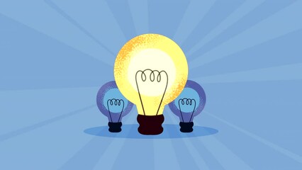 Sticker - three bulbs lights ideas animation