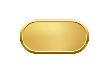 Poster - gold ellipse button with frame vector illustration. 3d golden glossy elegant oval design for empty e