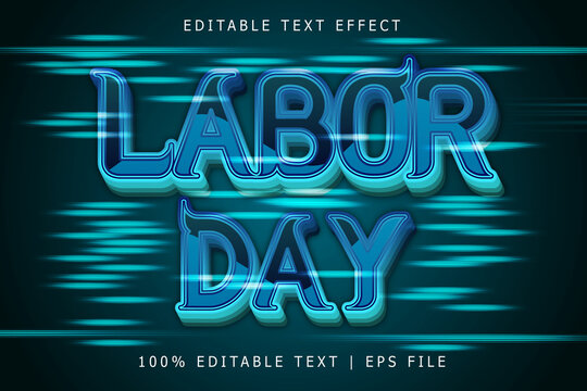 Labor Day Editable Text Effect 3 Dimension Emboss Modern Style