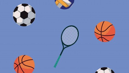 Wall Mural - sports balloons equipment pattern animation