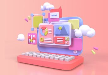 Web development for UI UX design concept illustration Landing page template business idea background