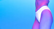 © Lustre Art Group  - Cropped mage of slim female body, bottocks in white underwear isolated over blue background in neon light. Anti-cellulite care.