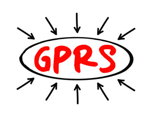 Poster - GPRS - General Packet Radio Service acronym text with marker, technology concept background