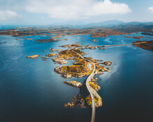 Aerial View Of The Atlantic Ocean Road, Near Molde Norway.