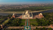 © AmazingAerialAgency - Aerial view of the Taj Mahal along Yamuna river, Tajganj, Agra, Uttar Pradesh, India.