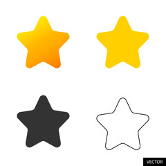 Wall Mural - star icon set in flat style design for website, app, ui, isolated on white background. vector illust