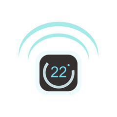 Fototapete - Smart home temperature indicator semi flat color vector object. Full sized item on white. Wireless appliance. Thermostat simple cartoon style illustration for web graphic design and animation