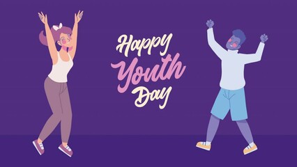 Canvas Print - international youth day lettering animation