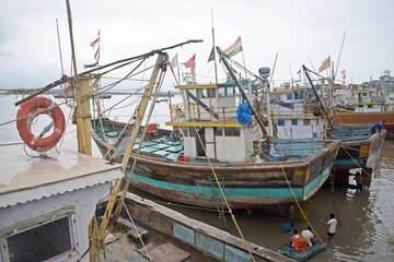 Wall Mural - wooden Boats on the shore 