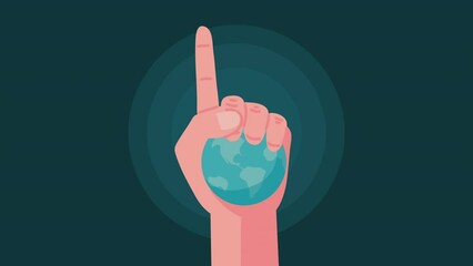 Wall Mural - hand indexing with earth planet
