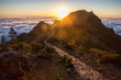 Madeira: above the clouds at the foot of pico ruivo at sunrise