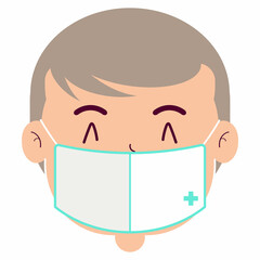 boy wear medical mask cartoon cute