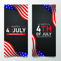 Wall Mural - Happy 4th of July America independence day background and banner