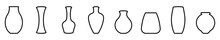 Silhouettes Of The Vases. Set Of Different Vases. Vector Illustration. Black Linear Icons Of Vase