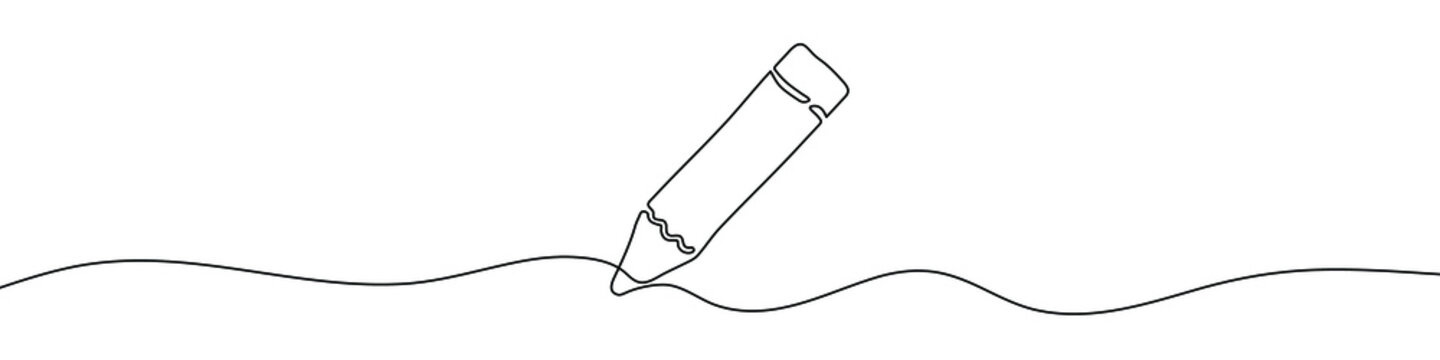 continuous line drawing of pencil icon. pencil linear icon. one line drawing background. vector illu