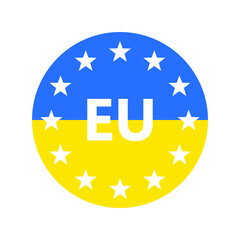 Wall Mural - Ukrainian flag in the shape of a circle. Round button with stars. Vector illustration. EU flag