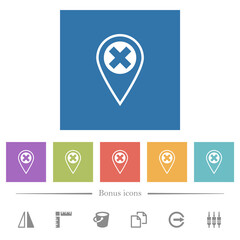 Poster - GPS location cancel flat white icons in square backgrounds