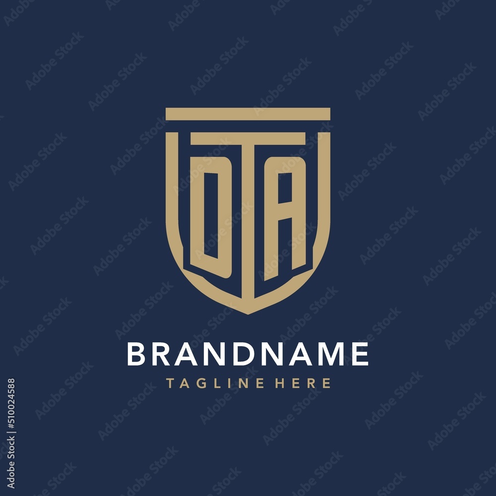 Letter DA shield logo style, luxury and elegant monogram logo design ...