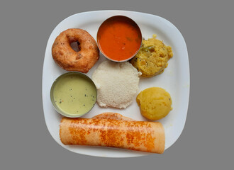 seven dish in south indian thali at bangalore india.