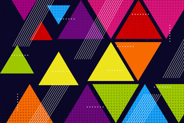 Poster - Awesome Color geometric background with colorful mosaic triangles. Vector illustration of modern abstract polygonal shape. diagonal line and dot circle halftone pattern.