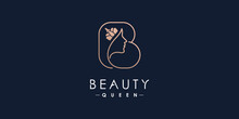 Letter B Icon Logo Design With Beauty Queen Element Style Premium Vector