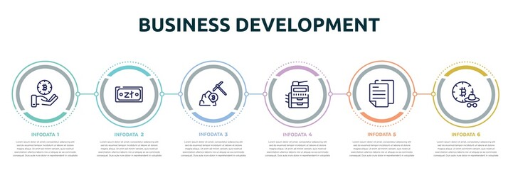 Wall Mural - business development concept infographic design template. included rejected, finding, brilliant, analytic, digital, business plan icons and 6 option or steps.