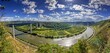 Panoramic picture over German river Mosel with Mosel valley bridge and vineyards during daytime