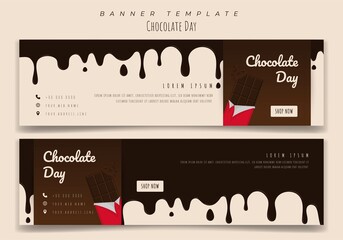 Wall Mural - Landscape banner template with chocolate for chocolate day design