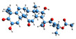  3D image of Cucurbitacin E skeletal formula - molecular chemical structure of  triterpene isolated on white background
