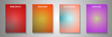Colorful Dot Screen Tone Gradation Cover Page Templates Vector Set. Digital Notebook Faded Screen
