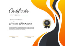 Modern Black And Orange Certificate Template