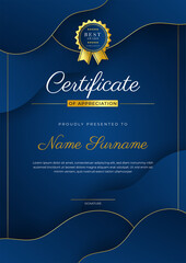 Wall Mural - Elegant blue and gold diploma certificate award template