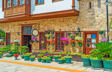 Wall Mural - The street with flowers in Kaleici of Antalya, Turkey