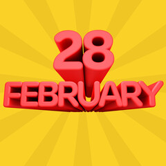 A beautiful 3d illustration with february day calendar.